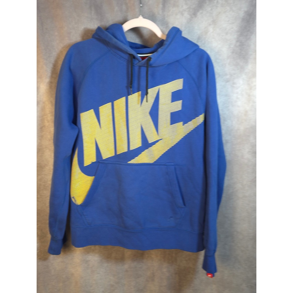 Nike Blue Yellow Swoosh Logo Red Tag Hoodie Sweatshirt Men's Size Medium‎